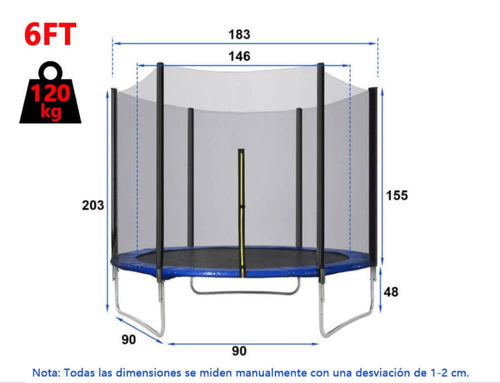 Trampolín al aire libre, trampolines redondos de 6 FT, 8 FT con red de