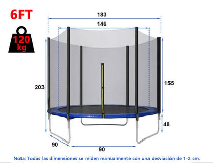 Trampolín al aire libre, trampolines redondos de 6 FT, 8 FT con red de