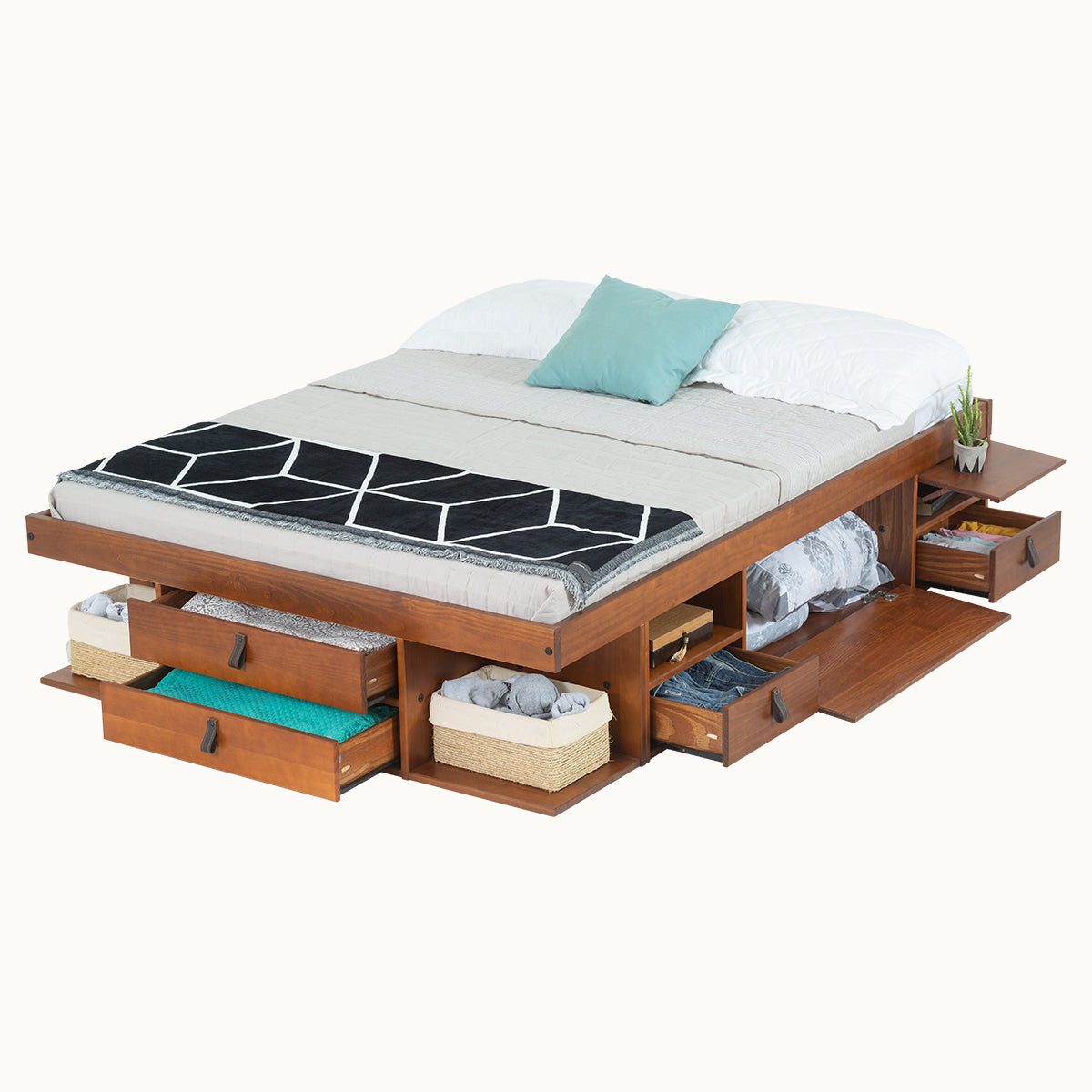 Funktionsbett Bali 140x190 cm - Bett mit Bettkasten und viel Stauraum - Inkl. Lattenrost