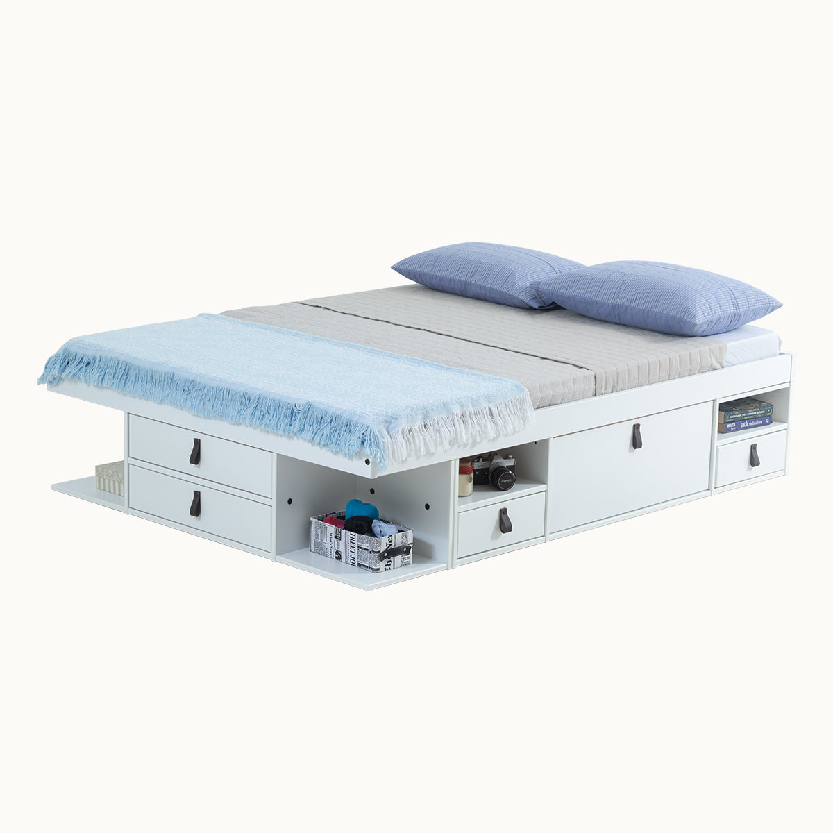 Funktionsbett Bali 140x190 cm - Bett mit Bettkasten und viel Stauraum - Inkl. Lattenrost